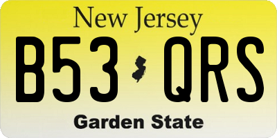 NJ license plate B53QRS