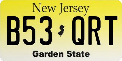 NJ license plate B53QRT