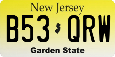 NJ license plate B53QRW
