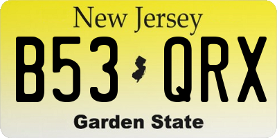 NJ license plate B53QRX