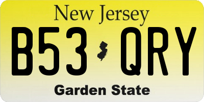 NJ license plate B53QRY