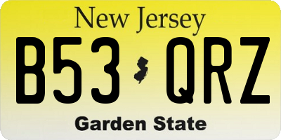 NJ license plate B53QRZ