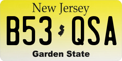NJ license plate B53QSA
