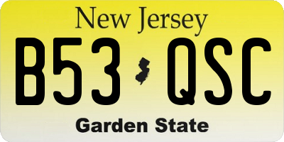 NJ license plate B53QSC