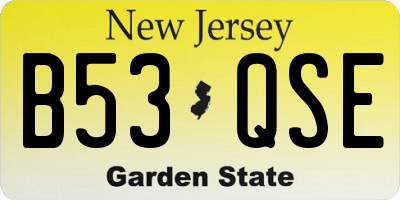 NJ license plate B53QSE