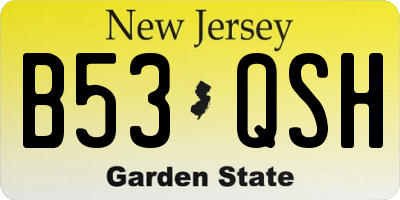 NJ license plate B53QSH