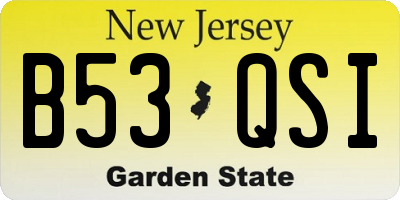 NJ license plate B53QSI