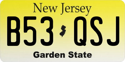 NJ license plate B53QSJ