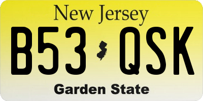 NJ license plate B53QSK