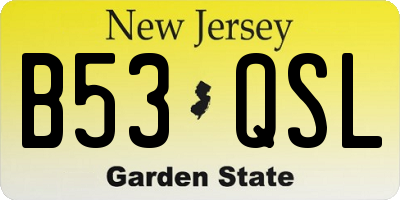 NJ license plate B53QSL