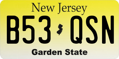NJ license plate B53QSN