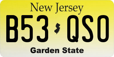 NJ license plate B53QSO