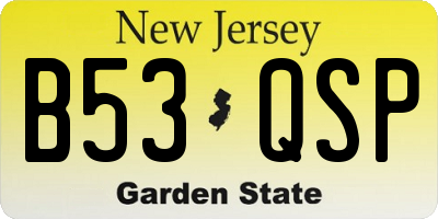NJ license plate B53QSP