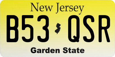 NJ license plate B53QSR