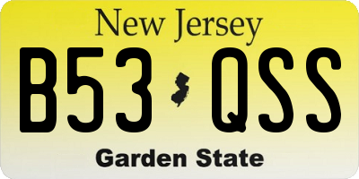 NJ license plate B53QSS