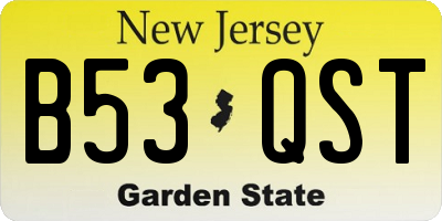 NJ license plate B53QST
