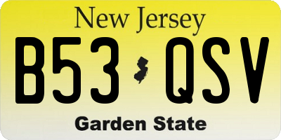 NJ license plate B53QSV