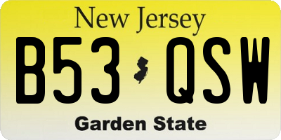 NJ license plate B53QSW