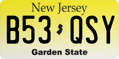 NJ license plate B53QSY