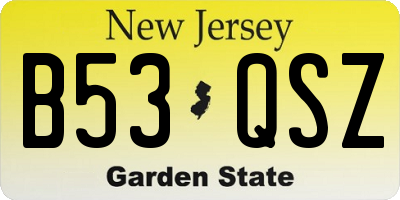NJ license plate B53QSZ