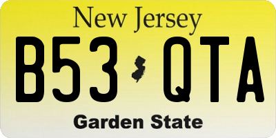 NJ license plate B53QTA