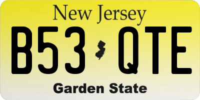 NJ license plate B53QTE