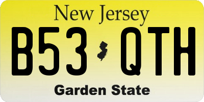 NJ license plate B53QTH