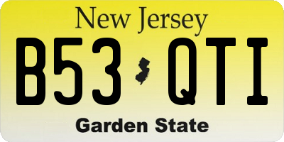 NJ license plate B53QTI