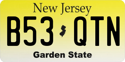 NJ license plate B53QTN