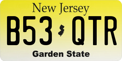 NJ license plate B53QTR