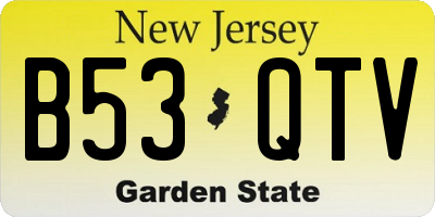 NJ license plate B53QTV