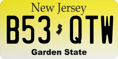 NJ license plate B53QTW