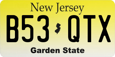 NJ license plate B53QTX