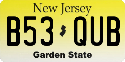 NJ license plate B53QUB