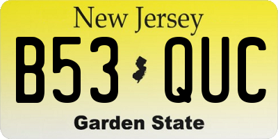 NJ license plate B53QUC