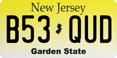 NJ license plate B53QUD