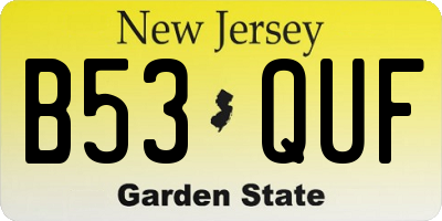 NJ license plate B53QUF