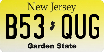 NJ license plate B53QUG