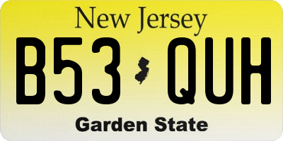 NJ license plate B53QUH