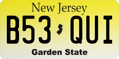NJ license plate B53QUI