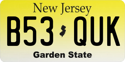 NJ license plate B53QUK