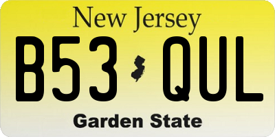 NJ license plate B53QUL