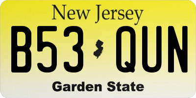 NJ license plate B53QUN