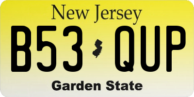 NJ license plate B53QUP
