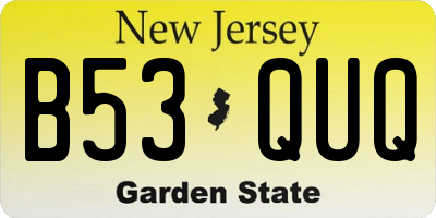 NJ license plate B53QUQ