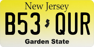 NJ license plate B53QUR