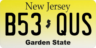 NJ license plate B53QUS