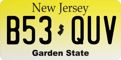 NJ license plate B53QUV