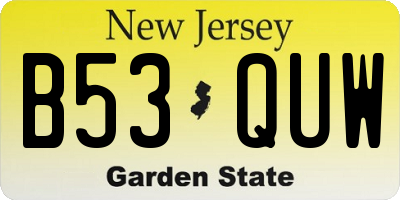 NJ license plate B53QUW
