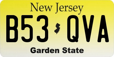 NJ license plate B53QVA
